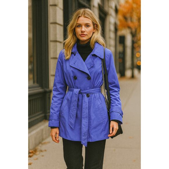 Vintage G.E.T General Technique Trench Coat Rain Jacket Shell Indigo Large City - Picture 1 of 11